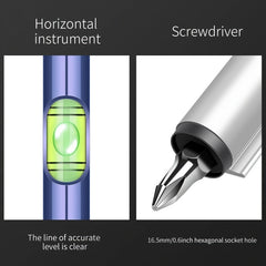 Mini Portable Pen Type Level With Hexagonal Drill Bit Screwdriver Ruler