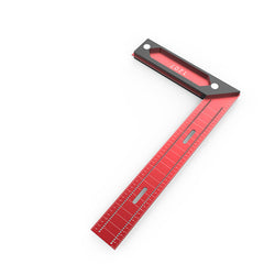 Red T-Shaped Woodworking Cross Ruler - Durable Aluminum Alloy, Precision Measurement Tool, 12/16 Inch Options