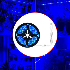0.5/2/3M IP65 Waterproof LED Grow Light Strip Plant Growing Lamp Touch Control Ice Blue Light