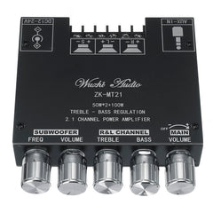 Bluetooth 5.0 Subwoofer Amplifier Board 50WX2+100W 2.1 Channel Power Audio Stereo Amplifier Tone Board Bass AMP AUX