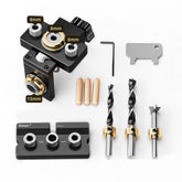 Three-in-One Woodworking Locator Tool - Durable 6061 Aluminum, Precision Markings, Clamping Range 0-52mm, Multiple Drill Sizes