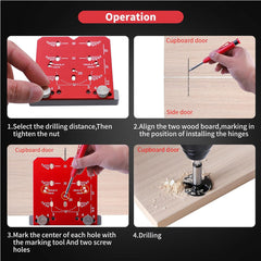 Universal Cabinet Hinge Jig for 45mm/48mm Hinges - Precise Drilling, Multiple Hole Spacing, Durable Metal, Easy Installation