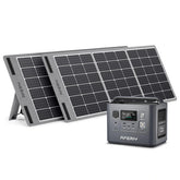 800W 512Wh LiFePO4 Portable Power Station +2* S100 100W Solar Panel, UPS Pure Sine Wave Camping RV Home Emergency Portable Solar Generator UK Plug