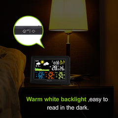 Weather Station Alarm Clock Wireless Indoor Outdoor Thermometer with Atomic Clock Forecast Station 3 Outdoor Sensors