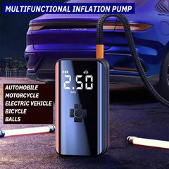 80W Smart Wireless Bike Pump - 150PSI, 3600mAh, Digital Display, Quiet, for Motorcycle/Car/Bike/Boat/Ball