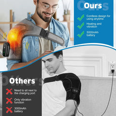 Heated Massage Shoulder Pad with 3 Temperature Settings, Vibration Modes, and Digital Controller - Black/Grey