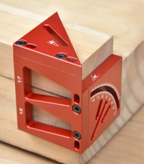 Multifunctional Woodworking Ruler - T-Shaped Marking, Angle Measurement, Dovetail Joint, Aluminum Alloy, Red/Black
