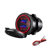 12-24V Touch Switch Fast Charger Socket Voltmeter Dual USB LED Digital Display Voltage