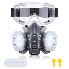 Respiratory Face Cover Mask Reusable Glasses Goggle with Ear Plugs Filters for Dust Protection Polishing