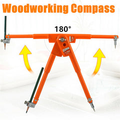 Professional Woodworking Compass Tool for Circles & Outlines, Adjustable Nib, Durable, Ideal for Students & Carpenters