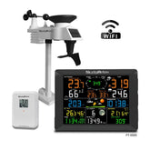 7-in-1 WiFi Weather Station with Outdoor Sensor - Temp/Humidity/Pressure/Wind/Rain/Moon Forecast, Wireless Indoor Clock