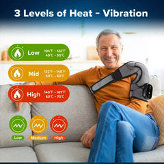 3-Speed Heating & Vibration Massage Shoulder Pad, 5000mAh Battery, Portable Neck & Shoulder Relaxation, Gray/Black