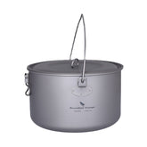 Big Capacity Titanium Camping Pot Outdoor Hanging Pot Portable Camping Picnic Water Cup