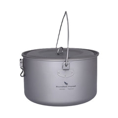 Big Capacity Titanium Camping Pot Outdoor Hanging Pot Portable Camping Picnic Water Cup