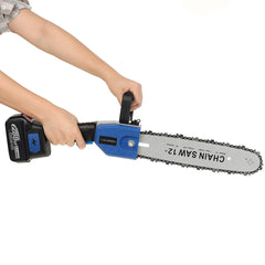 12" Cordless Electric Chain Saw One-Hand Saw Woodworking Tool W/ 1/2pcs Battery