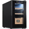 26L Electric Cigar Humidor, 200-Cigar Capacity, Heating & Cooling, Spanish Cedar Shelves, Drawer & Hygrometer
