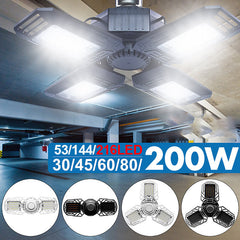 LED Garage Light 360 Degrees Deformable 2835 Led Ceiling Light For Workshop Folding Four-Leaf Deformation Lamp