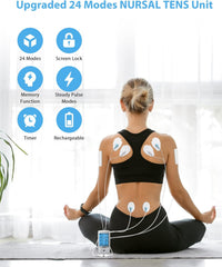 TENS & EMS Pain Relief Machine with Electrode Pads, USB Cable, and Accessories for Muscle Recovery and Conditioning