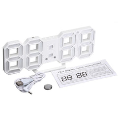 Large Modern Digital Led Skeleton Wall Clock Timer 24/12 Hour Display 3D Gife