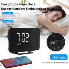 USB FM Radio Alarm Clock With Time Projection Dimmable Alarm Clock