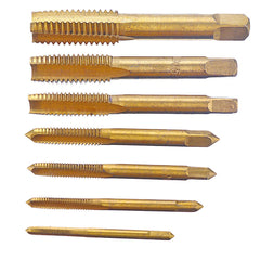 7pcs M3-M12 Machine Screw Plug Tap Steel Titanium Coated Straight Flute Hand