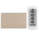 Crystal 1 Way 2 Gang Glass Remote Panel Touch LED Light Switch Controller With Remote Control