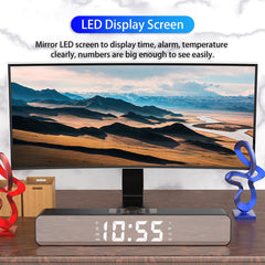 LED Alarm Clock Sound Bar AUX USB Wired Wireless Bluetooth FM Radio Speaker Home Theater Surround SoundBar for PC TV Computer Speaker