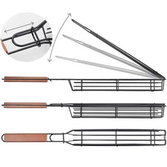 Portable BBQ Grilling Basket Barbecue Grill Mesh For Meat Kebab Tools Black 1PC