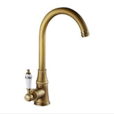 Retro Antique Brass Kitchen Sink Faucet Single Handle Rotation Spout Deck Cold and Hot Water Mixer Tap