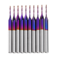 10pcs 3.175mm Shank Blue Coated Spiral Ball Nose End Mill 0.8-3.175mm CNC Milling Cutter