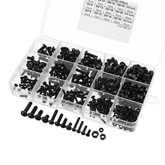 440Pcs M3/M4/M5 Carbon Steel Screw Hex Socket Button Head Bolt Nut Assortment Kit