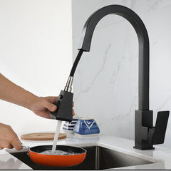 Kitchen Sink Hot And Cold Faucet Single Handle Brushed Nickel Stainless Steel Gooseneck Wash basin Tap With Pull Down Sprayer