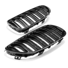 Pair New Gloss Black Front Kidney Grill Grille For BMW 3-Series E92 E93 Facelift