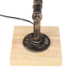 Industrial Retro Iron Wooden Table Lamp Living Room Bedside Light Decor