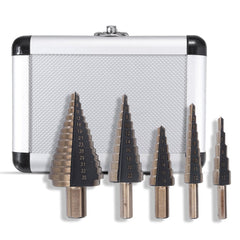 5pcs 4-35mm HSS Step Drill Bit Set Multiple Hole Metric Size with Aluminum Case