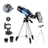 66X HD Astronomical Telescope 70MM Refractor Telescope Erecting Eyepiece 3X Barlow Lens Finderscope with Tripod Phone Adapter