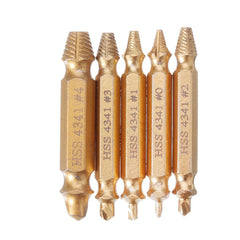 5pcs Double Side Damaged Screw Bolt Extractor Drill Bits Gold Oxide Edition Stripped Screw Removers
