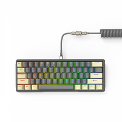 DIY 61 Key Gaming Mechanical Keyboard With Hot swappable OEM RGB Lighting Effect Coiled Cable Mini Wired Keyboard
