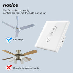 Touch WiFi Ceiling Fan Switch EU/US Remote Timer Speed Wall Glass APP Control Work with Alexa Google Home