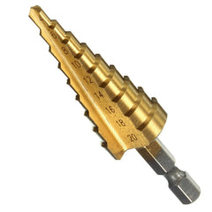 4Pcs 1/4 Inch Hex Shank HSS Titanium Coated Step Drill Bit Set 3-12/4-12/4-20/4-32mm