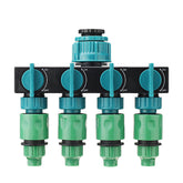 Universal 4 Way Garden Hose Splitter Tap Manifold for 1/2" 3/4" 1" Faucet Shut Off Connector Water Pipe Divider Quick Adapter Outdoor Irrigation