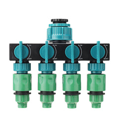 Universal 4 Way Garden Hose Splitter Tap Manifold for 1/2" 3/4" 1" Faucet Shut Off Connector Water Pipe Divider Quick Adapter Outdoor Irrigation