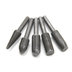 5pcs 6mm Shank Rotary Rasp Carbide Burr Rotary Cutter File wood working Metal Trimming Set Metal Polishing Repair Tool