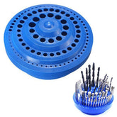 100 Holes Drill Bit Storage Case Multifunctional Plastic Round Shape Drill Bit Display Box Blue