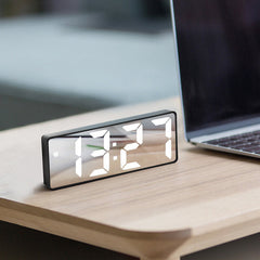 Digital Alarm Clock Desk Table Clock Curved LED Screen Alarm Clocks for Kids Bedroom Temperature Snooze Function Home Decor