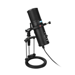 USB Condenser Microphone Audio Recording Mic with Desktop Bracket 4 Pickup Modes Directivity Stereo 16mm Electret for Live Broadcast
