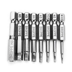 8pcs 50mm H1.5-H8 Hex Head Screwdriver Bit 1/4 Inch Hex Shank Magnetic Screwdriver Bits