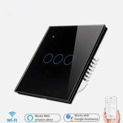 Smart Light Touch Switch 3Gang EU Wireless Remote Control Works with Alexa Google Home