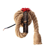 Vintage Industrial Hemp Rope Pipe Wall Light Lamp Sconce Fixture Room Decor