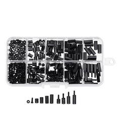 M2 Nylon Screw Black Hex Screw Nut Nylon PCB Standoff Assortment Kit 300Pcs